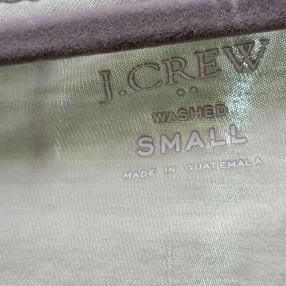 J. Crew Shy Green 100% Cotton Washed Tee Shirt Long Sleeve Crew Neck Man's Sz S